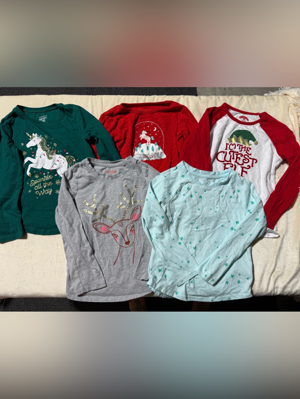 Lot of 5 holiday long sleeve girls shirts 4t